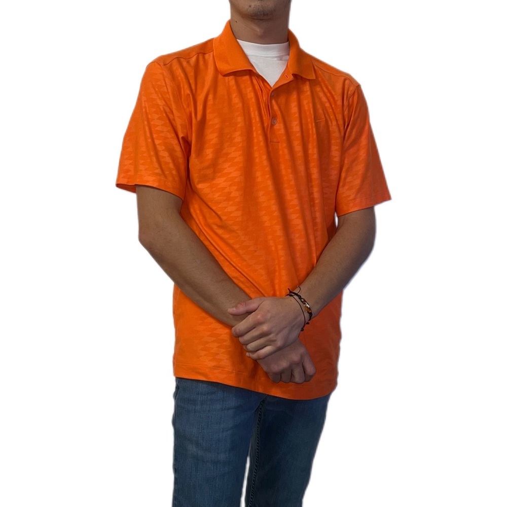 NikeGolf Dri-Fit 1/4 Button Up Golf Shirt | Orange | Adult Large